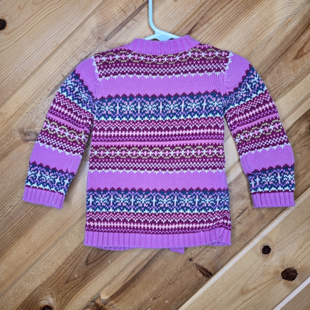 Y2K Genuine Kids by Oshkosh Knit Button Cardigan Belted 12 Months Fair Isle - Picture 3 of 5